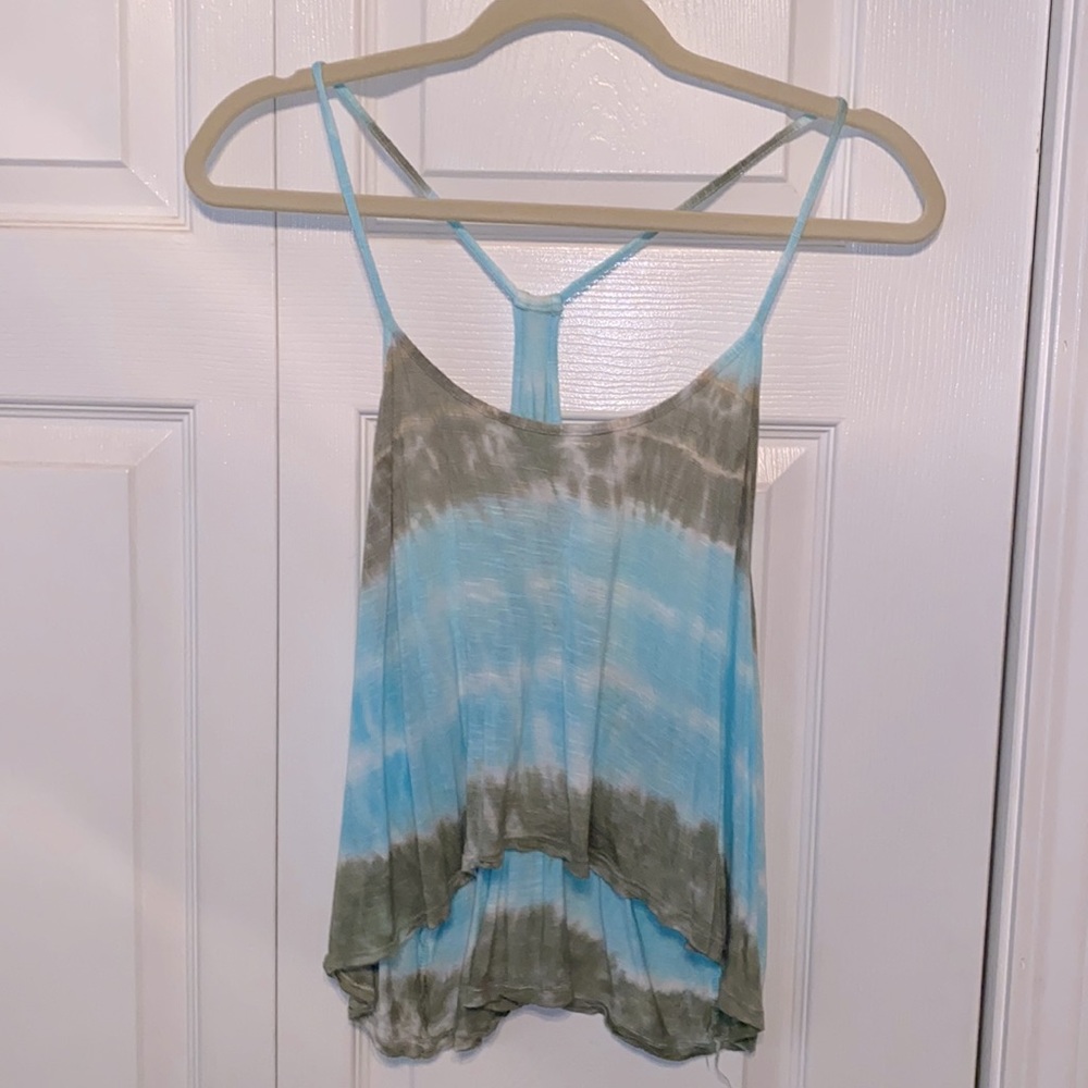Forever 21 Blue and Green Flowy Crop Top